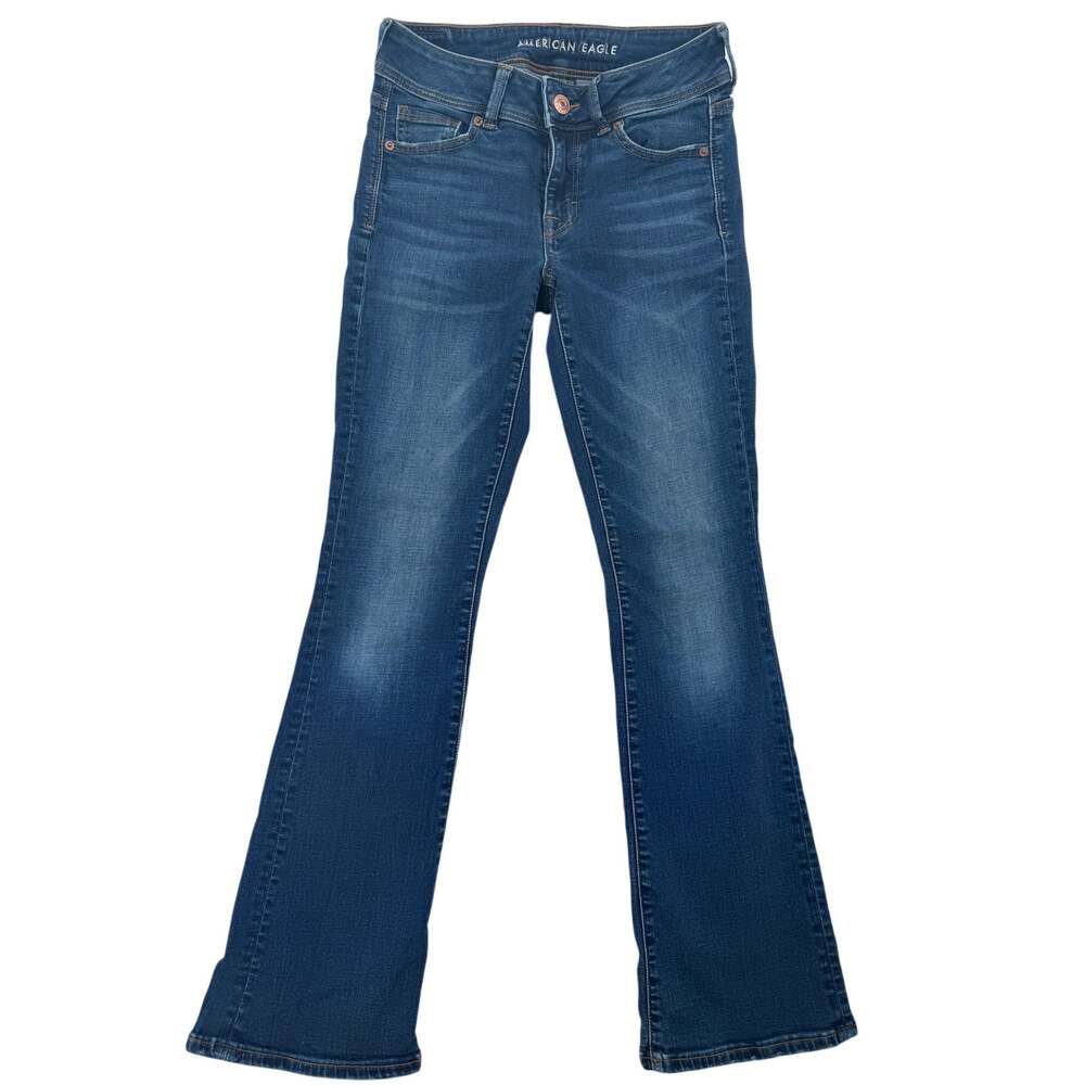 American Eagle Kick Boot Jeans Womens 4 regular Blue Low Rise Stretch